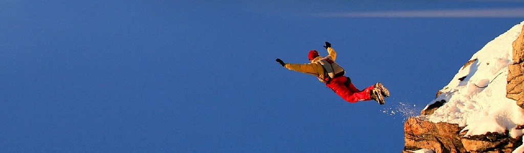 Sky diver taking self-employed leap